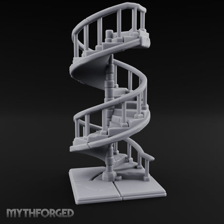 Baluster-Railed Center-Posted Spiral Staircase Miniature for Dungeons and Dragons, Pathfinder or other TTRPGs