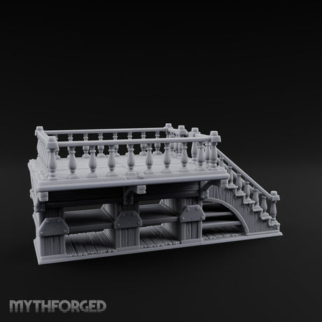 Baluster-Railed Plank-Supported Tavern Staircase Landing Miniature for Dungeons and Dragons, Pathfinder or other TTRPGs