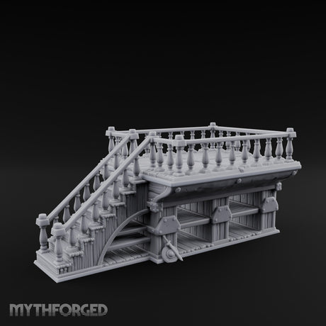 Baluster-Railed Plank-Supported Tavern Staircase Landing Miniature for Dungeons and Dragons, Pathfinder or other TTRPGs
