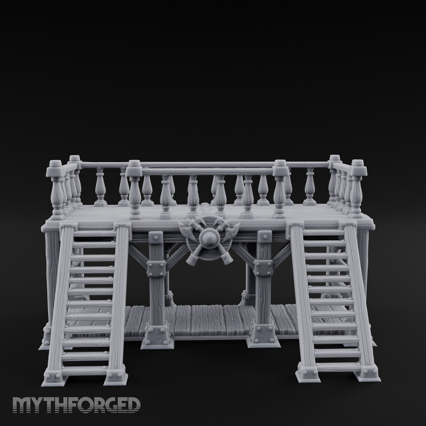 Baluster-Topped Rivet-Bolted Tavern Staircase Platform