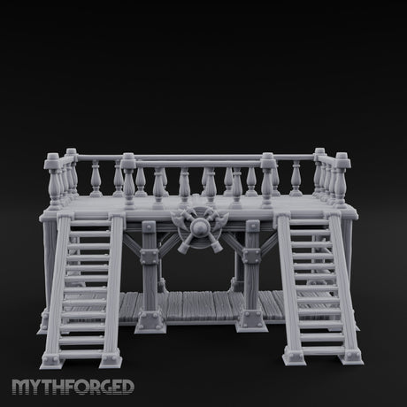 Baluster-Topped Rivet-Bolted Tavern Staircase Platform Miniature for Dungeons and Dragons, Pathfinder or other TTRPGs