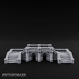 Balustrade-Topped Arch-Pillared Grand Stairway Platform Miniature for Dungeons and Dragons, Pathfinder or other TTRPGs