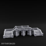 Balustrade-Topped Arch-Pillared Grand Stairway Platform Miniature for Dungeons and Dragons, Pathfinder or other TTRPGs
