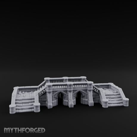Balustrade-Topped Arch-Pillared Grand Stairway Platform Miniature for Dungeons and Dragons, Pathfinder or other TTRPGs