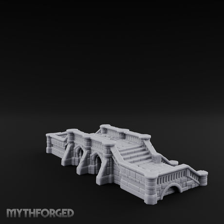 Balustrade-Topped Arch-Pillared Grand Stairway Platform Miniature for Dungeons and Dragons, Pathfinder or other TTRPGs