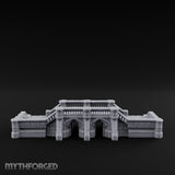 Balustrade-Topped Arch-Pillared Grand Stairway Platform Miniature for Dungeons and Dragons, Pathfinder or other TTRPGs