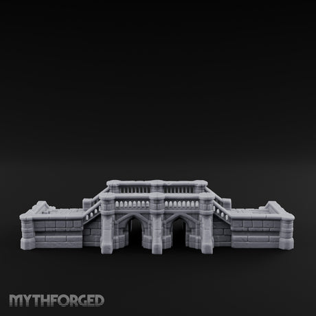 Balustrade-Topped Arch-Pillared Grand Stairway Platform Miniature for Dungeons and Dragons, Pathfinder or other TTRPGs