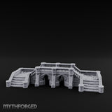 Balustrade-Topped Arch-Pillared Grand Stairway Platform Miniature for Dungeons and Dragons, Pathfinder or other TTRPGs