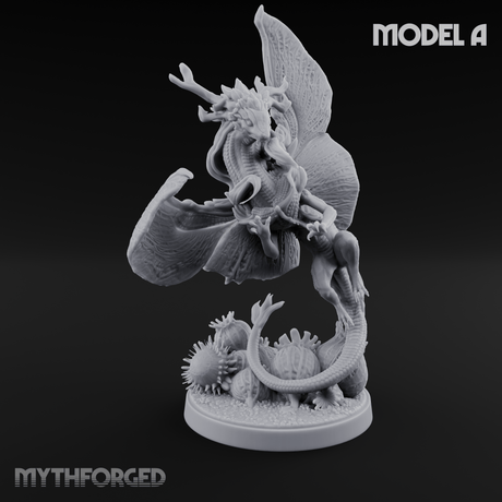 Stretching  Faerie Dragons Miniature for Dungeons and Dragons, Pathfinder or other TTRPGs