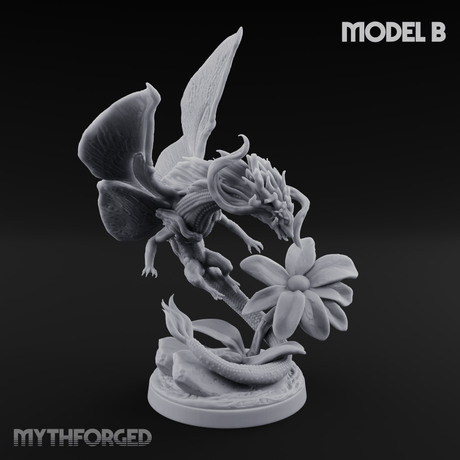 Stretching  Faerie Dragons Miniature for Dungeons and Dragons, Pathfinder or other TTRPGs