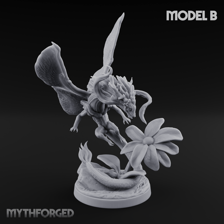 Stretching  Faerie Dragons B Miniature for Dungeons and Dragons, Pathfinder or other TTRPGs