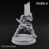 Banner Bearing Blade Drawing Oni Swordsman A Miniature for Dungeons and Dragons, Pathfinder or other TTRPGs