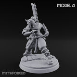 Banner Bearing Blade Drawing Oni Swordsman A Miniature for Dungeons and Dragons, Pathfinder or other TTRPGs