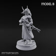 Banner Bearing Blade Drawing Oni Swordsman B Miniature for Dungeons and Dragons, Pathfinder or other TTRPGs