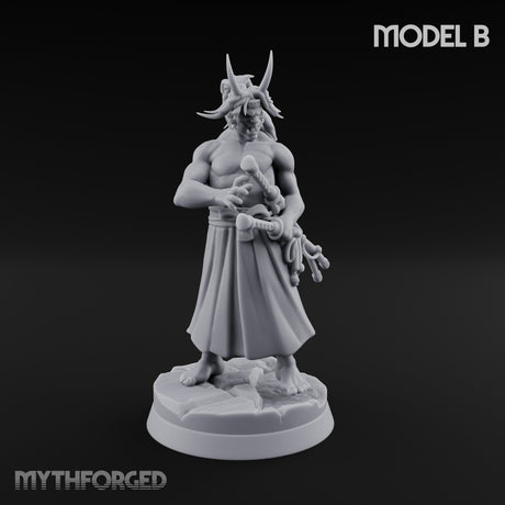Banner Bearing Blade Drawing Oni Swordsman B Miniature for Dungeons and Dragons, Pathfinder or other TTRPGs