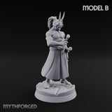 Banner Bearing Blade Drawing Oni Swordsman B Miniature for Dungeons and Dragons, Pathfinder or other TTRPGs