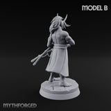 Banner Bearing Blade Drawing Oni Swordsman B Miniature for Dungeons and Dragons, Pathfinder or other TTRPGs