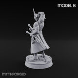Banner Bearing Blade Drawing Oni Swordsman B Miniature for Dungeons and Dragons, Pathfinder or other TTRPGs