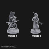 Banner Bearing Blade Drawing Oni Swordsmen Miniature for Dungeons and Dragons, Pathfinder or other TTRPGs