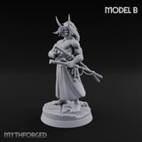 Banner Bearing Blade Drawing Oni Swordsmen Miniature for Dungeons and Dragons, Pathfinder or other TTRPGs