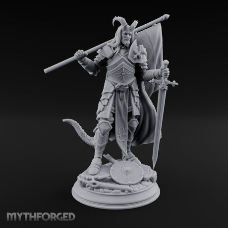 Banner Planting Human Captain Miniature for Dungeons and Dragons, Pathfinder or other TTRPGs