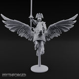 Banner Raised Pegasus Riding Human General on Pegasus Miniature for Dungeons and Dragons, Pathfinder or other TTRPGs