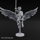 Banner Raised Pegasus Riding Human General on Pegasus Miniature for Dungeons and Dragons, Pathfinder or other TTRPGs