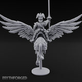 Banner Raised Pegasus Riding Human General on Pegasus Miniature for Dungeons and Dragons, Pathfinder or other TTRPGs