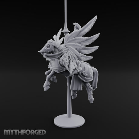 Banner Raised Pegasus Riding Human General on Pegasus Miniature for Dungeons and Dragons, Pathfinder or other TTRPGs