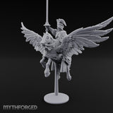 Banner Raised Pegasus Riding Human General on Pegasus Miniature for Dungeons and Dragons, Pathfinder or other TTRPGs