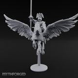 Banner Raised Pegasus Riding Human General on Pegasus Miniature for Dungeons and Dragons, Pathfinder or other TTRPGs