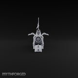 Banner-Topped Spike-Nosed War Motorcycle Miniature for Dungeons and Dragons, Pathfinder or other TTRPGs