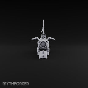 Banner-Topped Spike-Nosed War Motorcycle Miniature for Dungeons and Dragons, Pathfinder or other TTRPGs