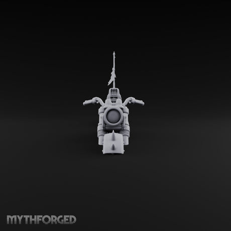 Banner-Topped Spike-Nosed War Motorcycle Miniature for Dungeons and Dragons, Pathfinder or other TTRPGs