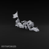 Banner-Topped Spike-Nosed War Motorcycle Miniature for Dungeons and Dragons, Pathfinder or other TTRPGs