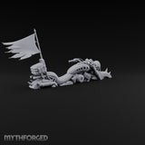 Banner-Topped Spike-Nosed War Motorcycle Miniature for Dungeons and Dragons, Pathfinder or other TTRPGs