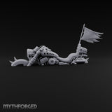 Banner-Topped Spike-Nosed War Motorcycle Miniature for Dungeons and Dragons, Pathfinder or other TTRPGs