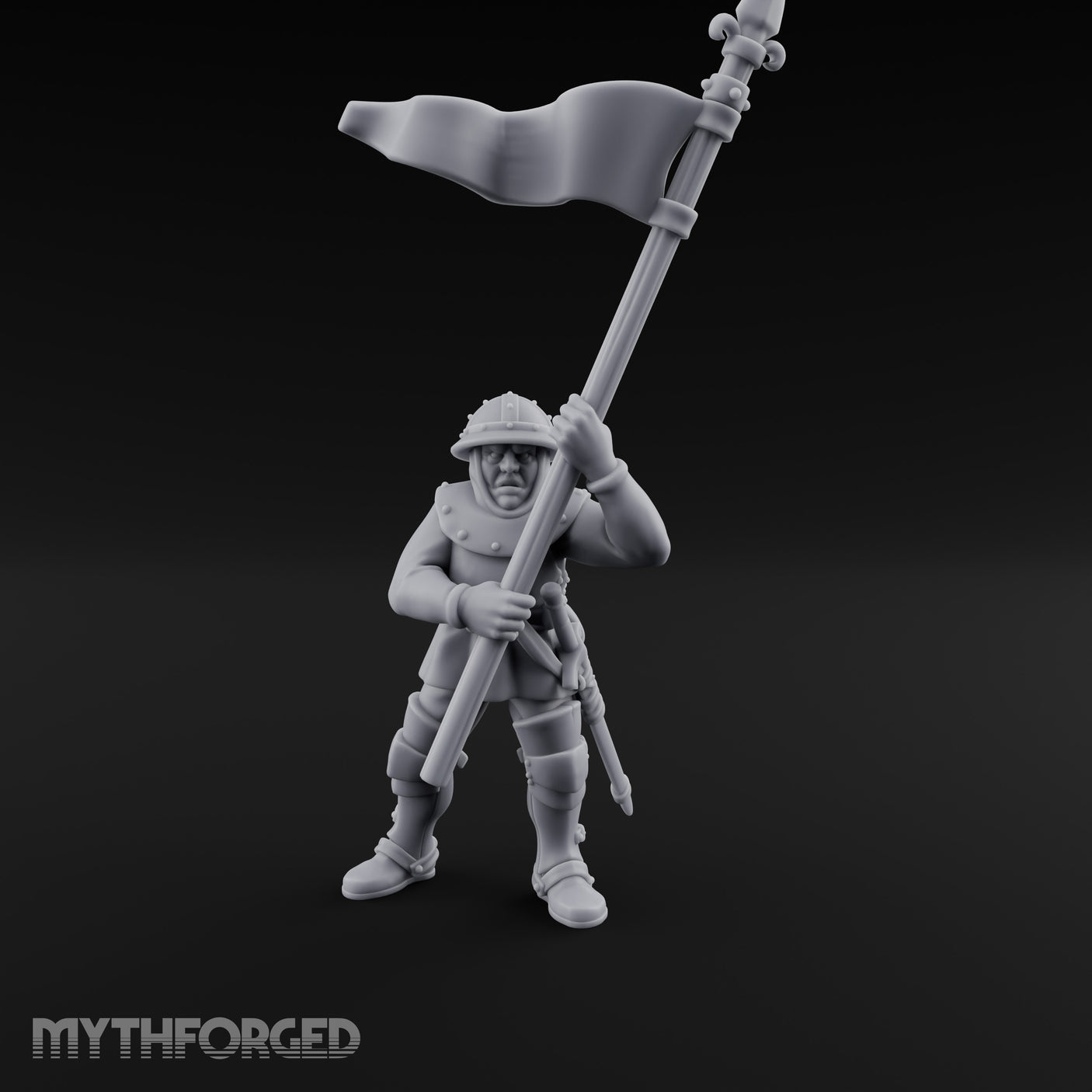 Banner Waving Human Bannerman Miniature for Dungeons and Dragons, Pathfinder or other TTRPGs