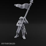 Banner Waving Human Bannerman Miniature for Dungeons and Dragons, Pathfinder or other TTRPGs