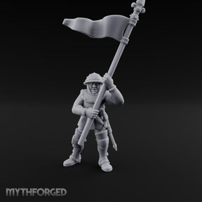 Banner Waving Human Bannerman Miniature for Dungeons and Dragons, Pathfinder or other TTRPGs