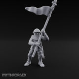 Banner Waving Human Bannerman Miniature for Dungeons and Dragons, Pathfinder or other TTRPGs