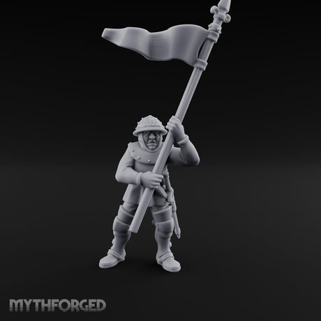 Banner Waving Human Bannerman Miniature for Dungeons and Dragons, Pathfinder or other TTRPGs