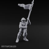 Banner Waving Human Bannerman Miniature for Dungeons and Dragons, Pathfinder or other TTRPGs