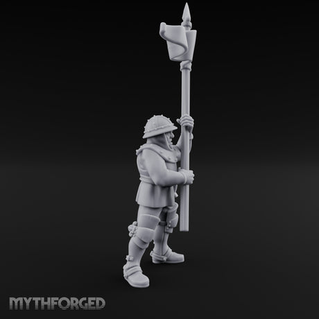 Banner Waving Human Bannerman Miniature for Dungeons and Dragons, Pathfinder or other TTRPGs