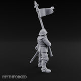 Banner Waving Human Bannerman Miniature for Dungeons and Dragons, Pathfinder or other TTRPGs