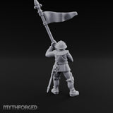 Banner Waving Human Bannerman Miniature for Dungeons and Dragons, Pathfinder or other TTRPGs