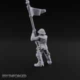 Banner Waving Human Bannerman Miniature for Dungeons and Dragons, Pathfinder or other TTRPGs