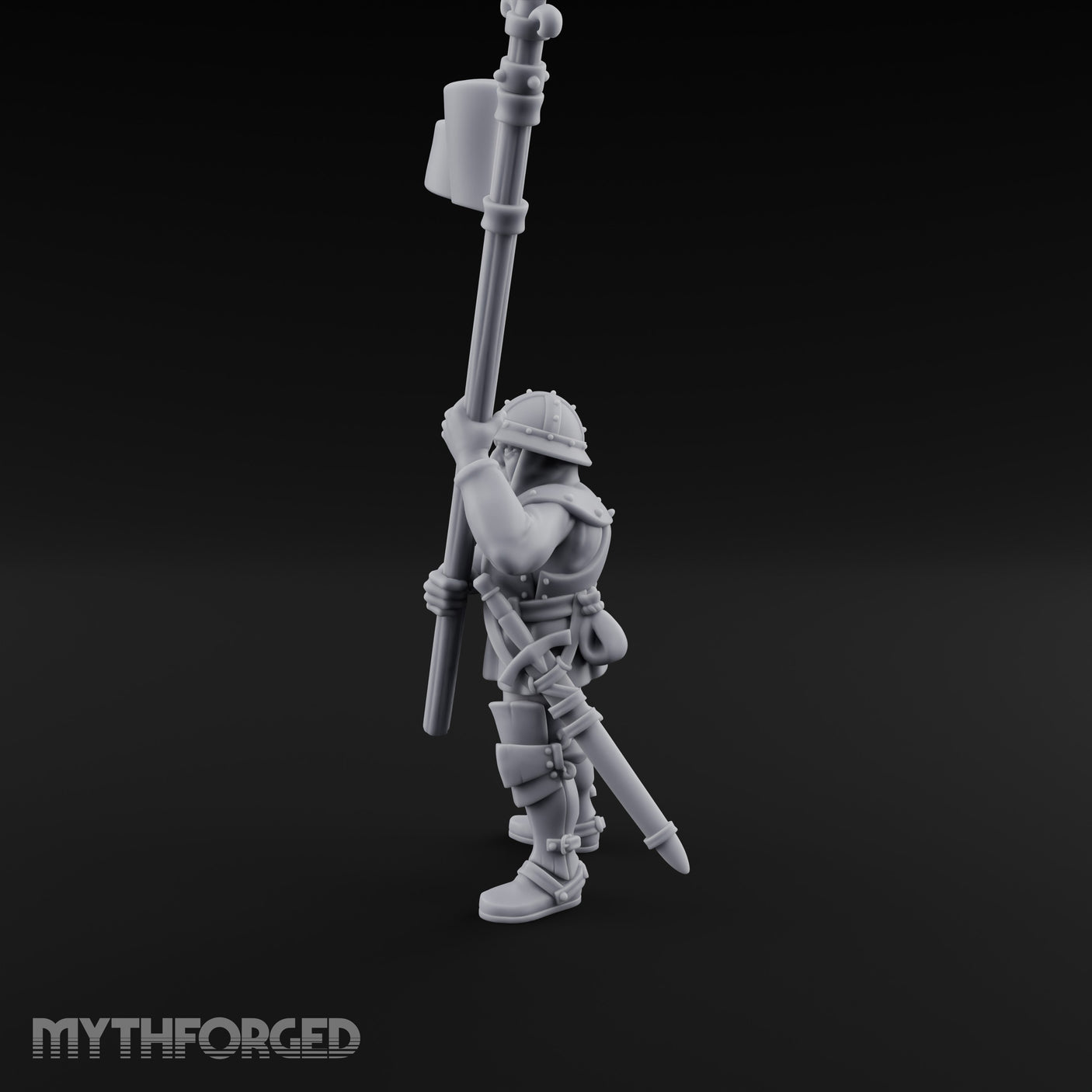 Banner Waving Human Bannerman Miniature for Dungeons and Dragons, Pathfinder or other TTRPGs