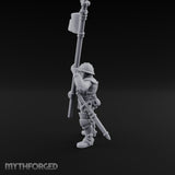Banner Waving Human Bannerman Miniature for Dungeons and Dragons, Pathfinder or other TTRPGs