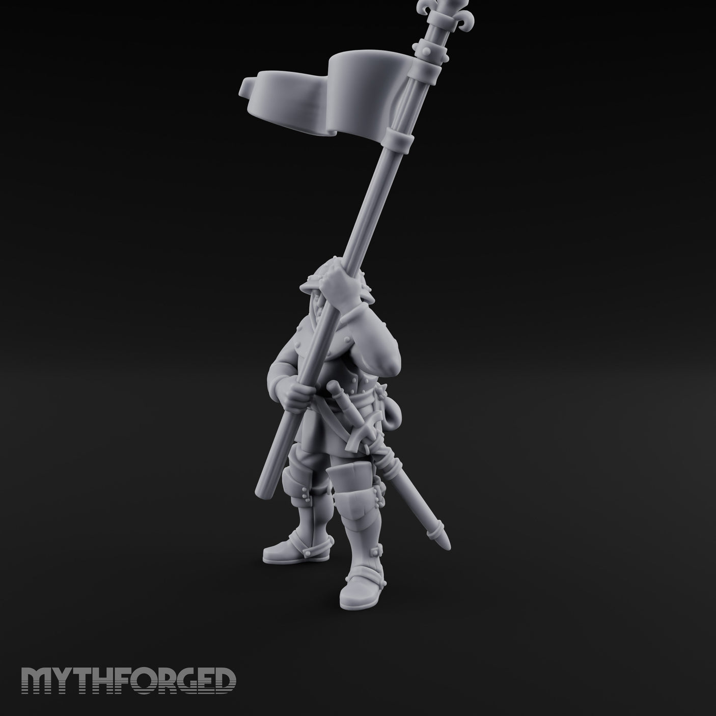 Banner Waving Human Bannerman Miniature for Dungeons and Dragons, Pathfinder or other TTRPGs